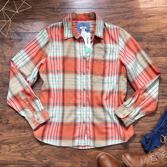 Ll Bean Rangeley Flannel Button Front 